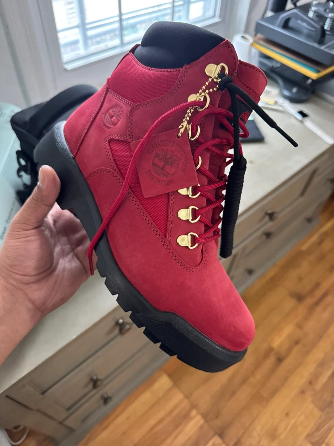 Timberland Field Boot 6 IN WP Dark Red Nubuck - Size 7.5