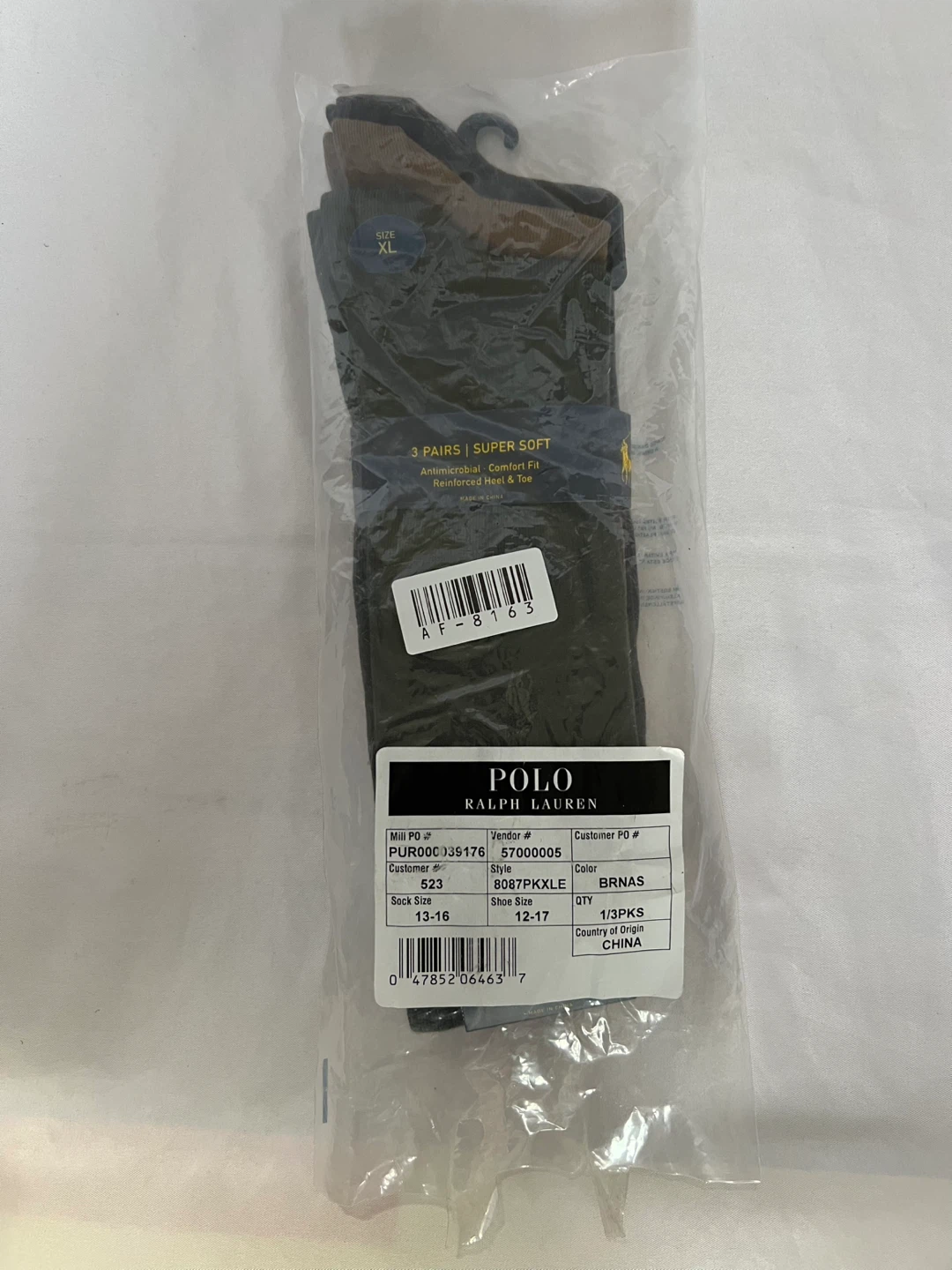 Polo Ralph Lauren 3-Pack Socks(XL/13-16)