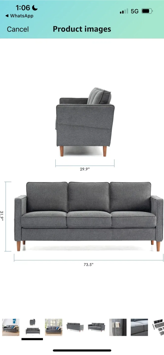 Brand New Mellow HANA Modern Linen Fabric Sofa Couch image indicator(2)