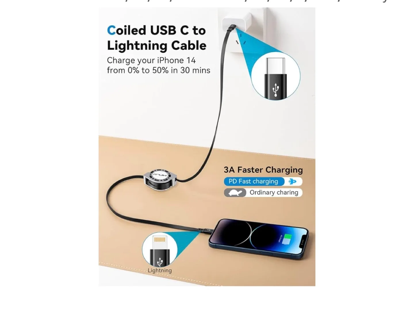 MINLU Retractable iPhone Charger Cable image indicator(6)