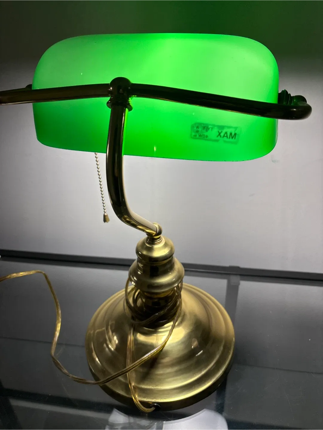 Vintage brass Banker's Lamp - Green Glass & Brass Finish image indicator(8)