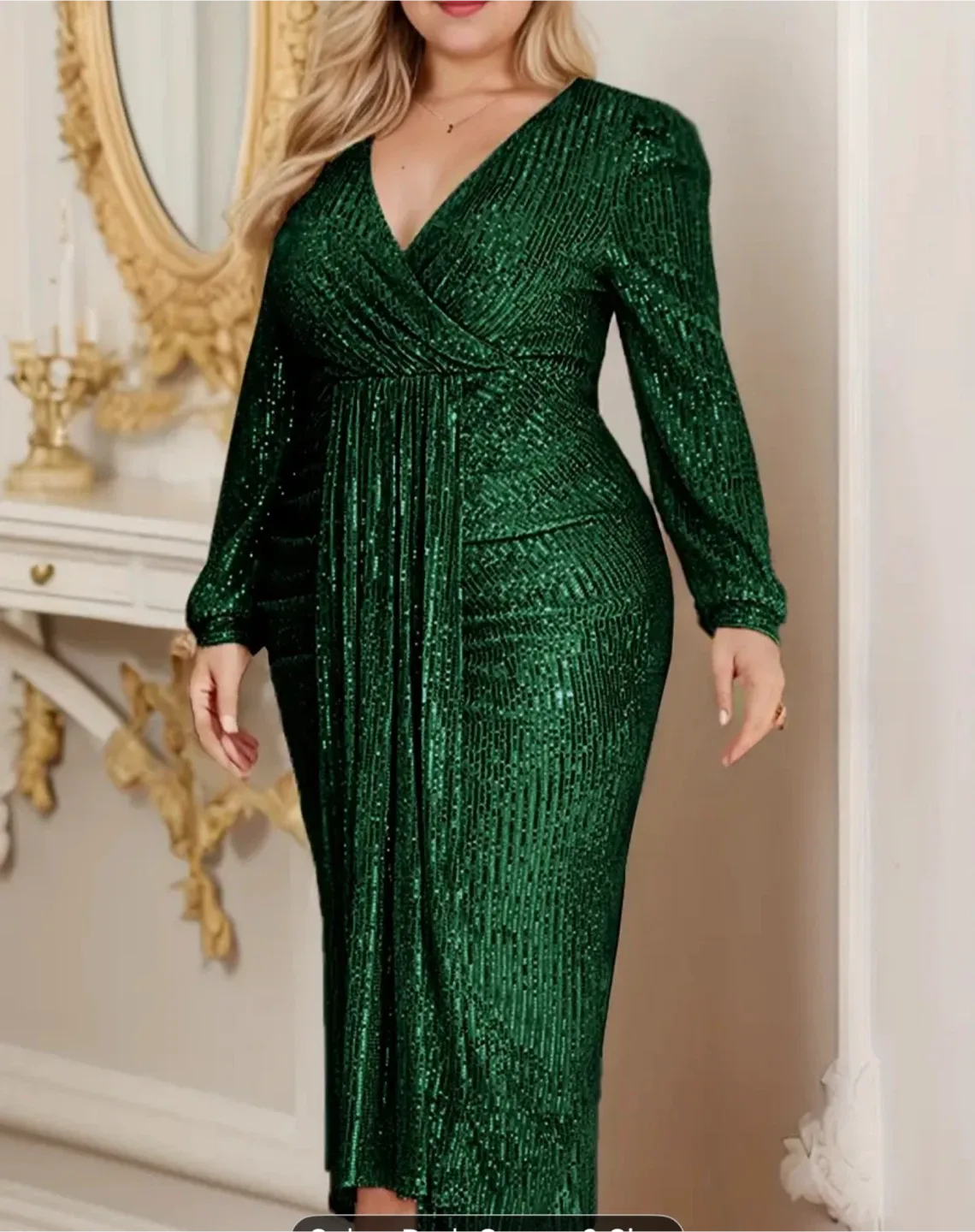 Emerald Green Sequin  Dress  2/3/4/5XL image indicator(2)