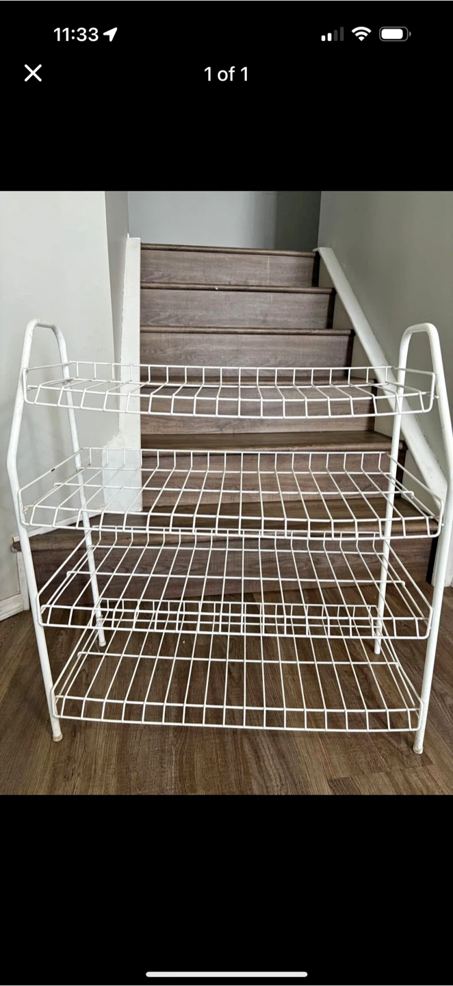 White Wire Shoe Rack - 3 Tier