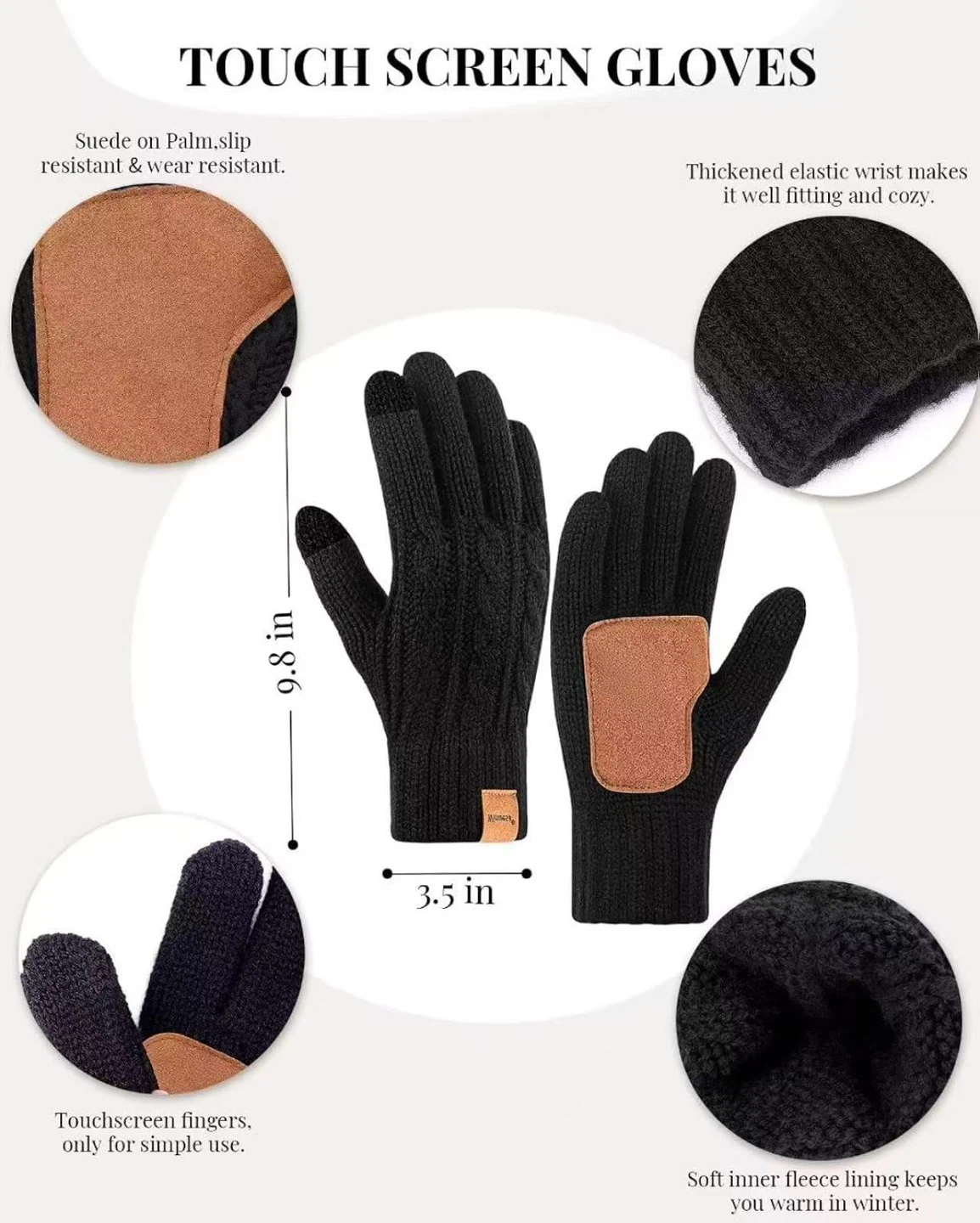 Black Knit Beanie, Scarf & Gloves Set - photo 4