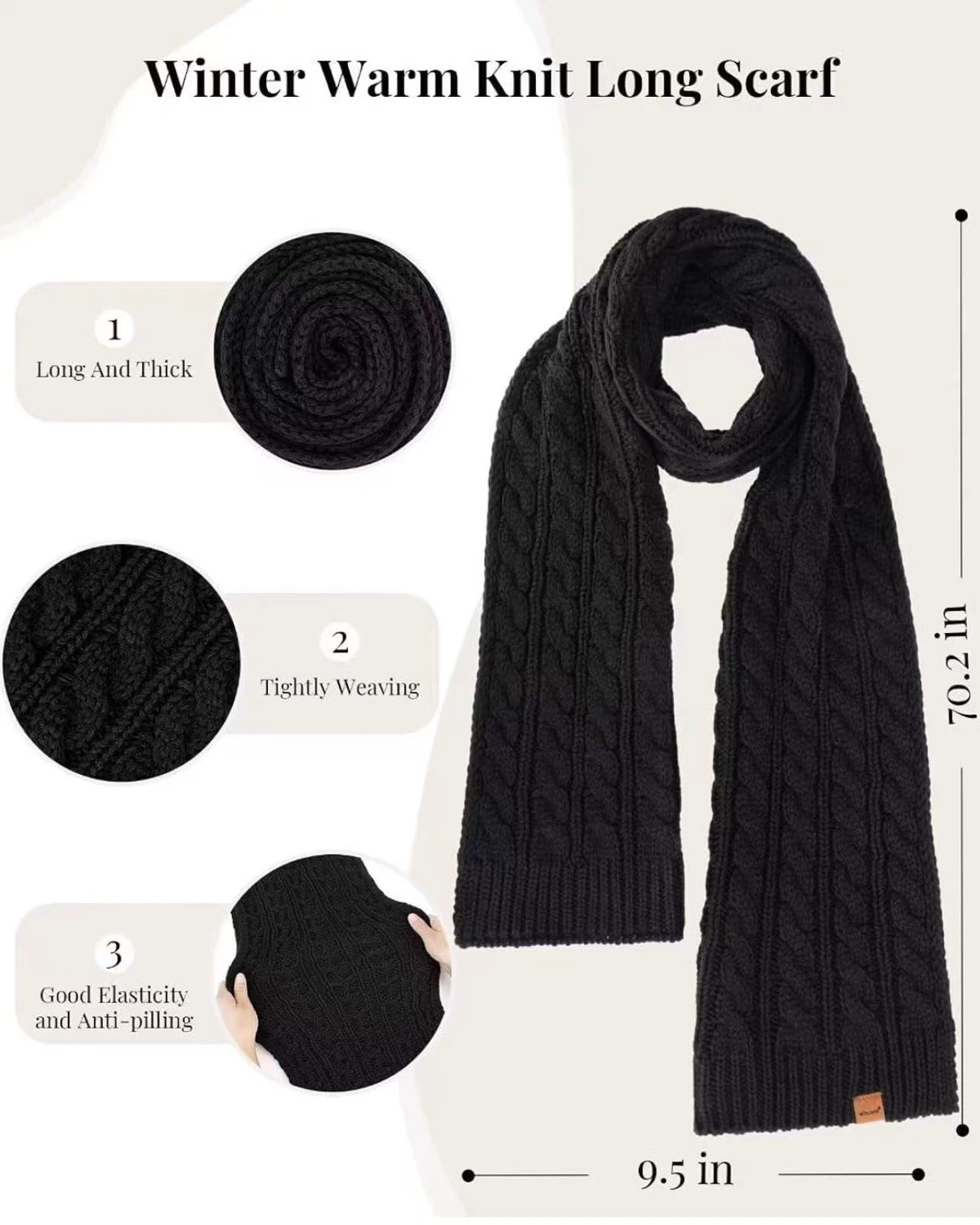 Black Knit Beanie, Scarf & Gloves Set - photo 3