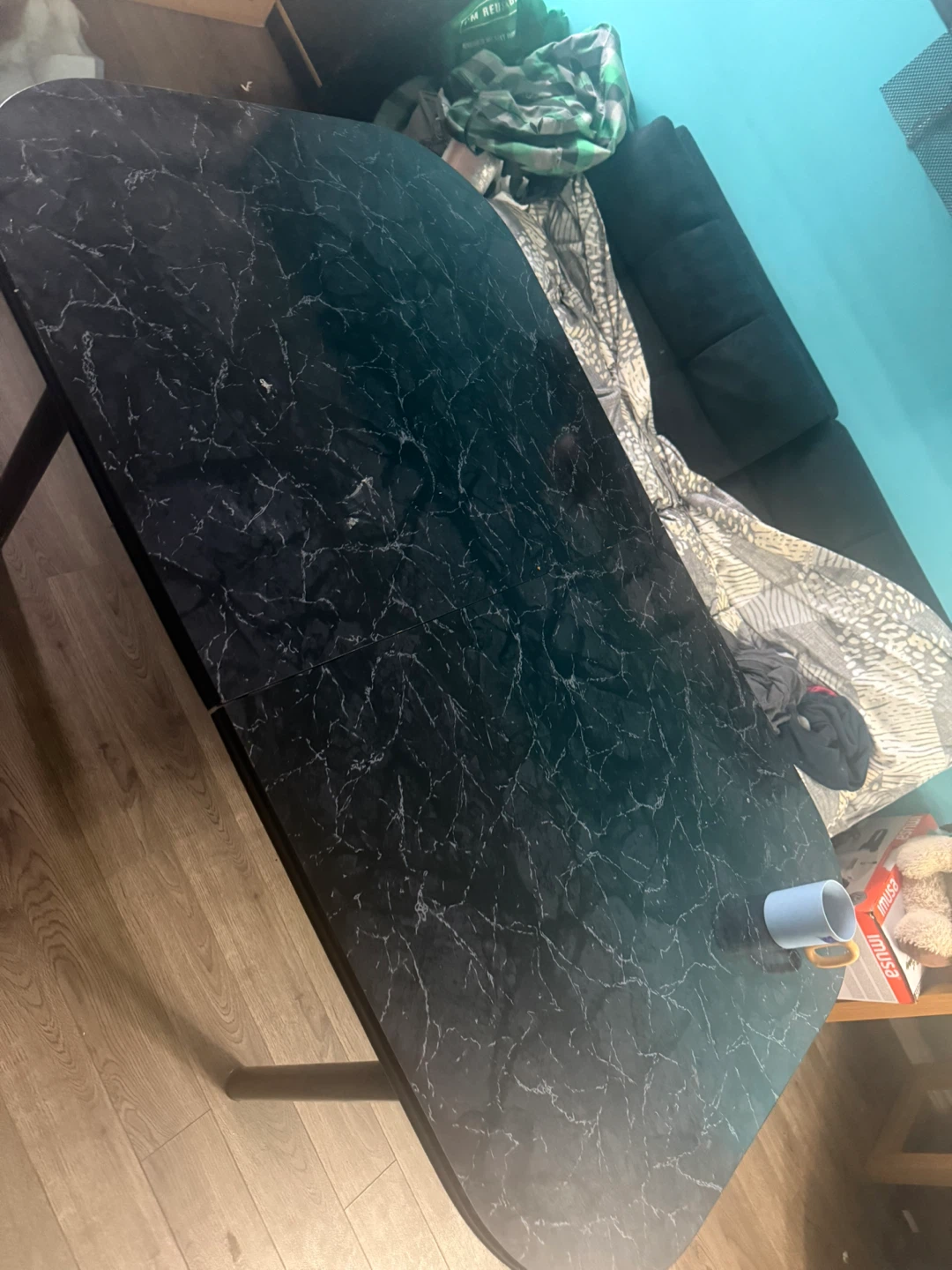 Black Marble-look Dining Table