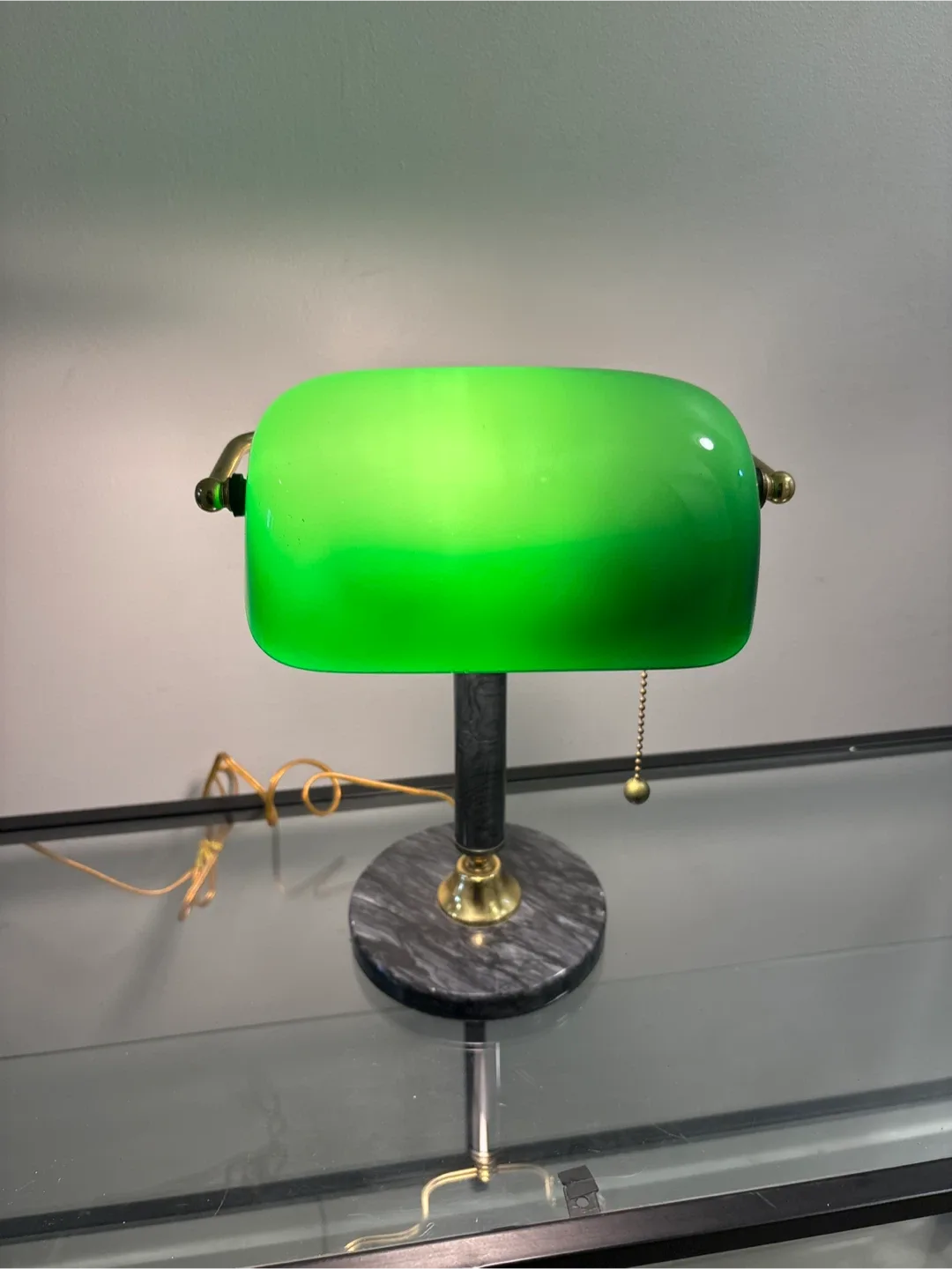 Vintage Green Banker's Lamp with Marble Base image indicator(4)