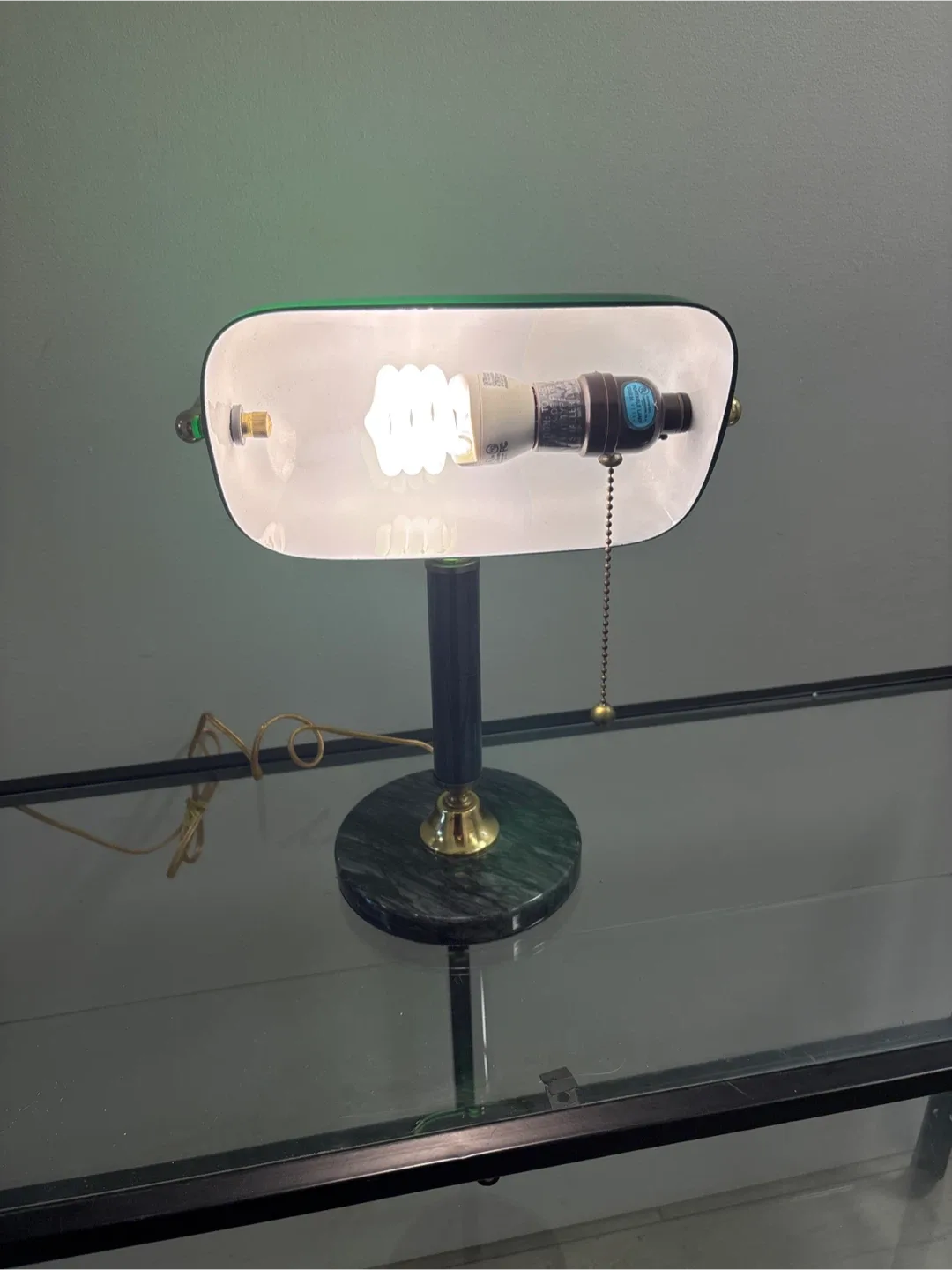 Vintage Green Banker's Lamp with Marble Base image indicator(3)