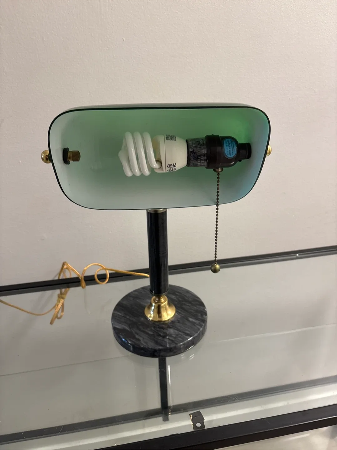 Vintage Green Banker's Lamp with Marble Base image indicator(2)