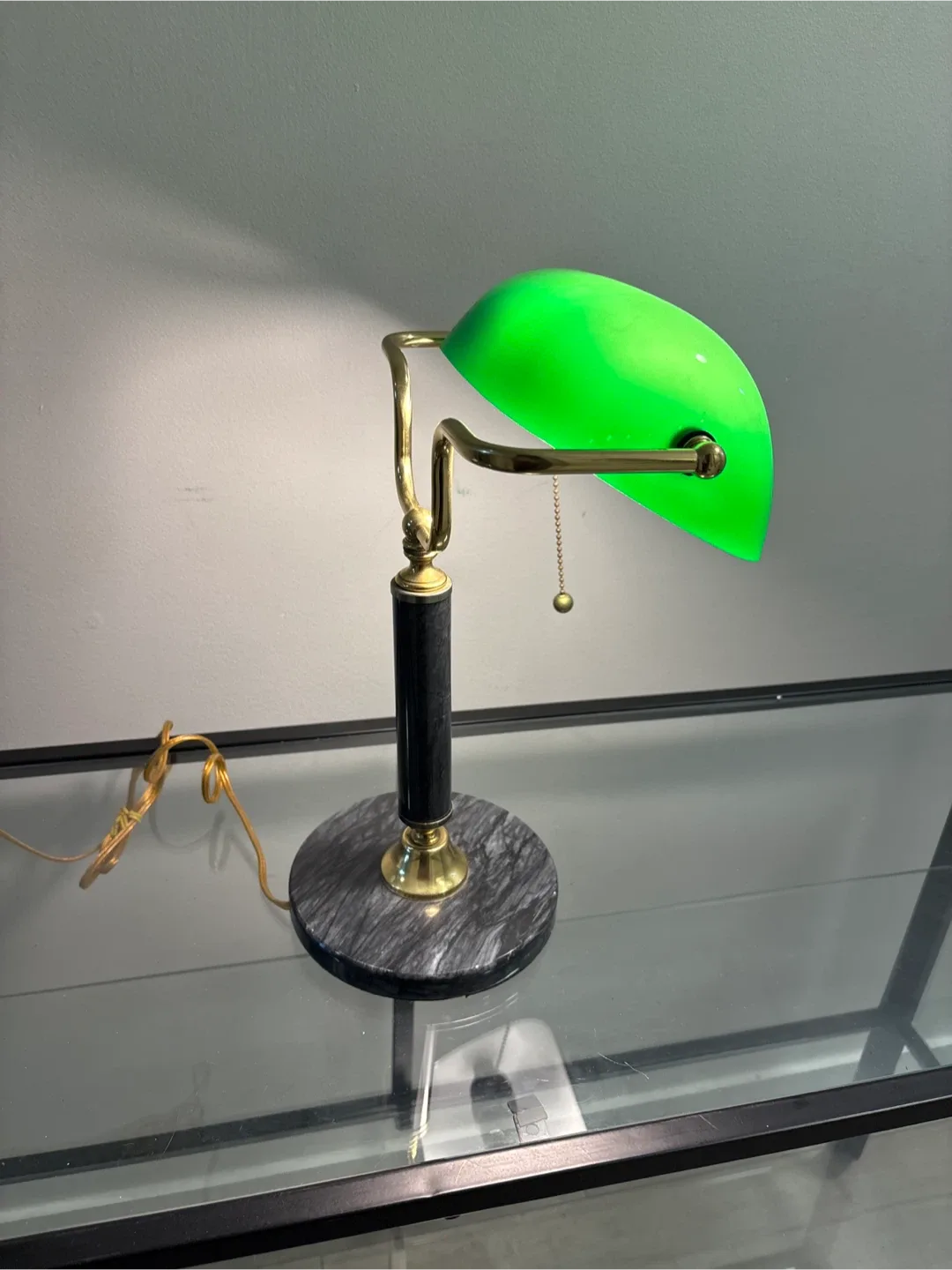 Vintage Green Banker's Lamp with Marble Base image indicator(5)