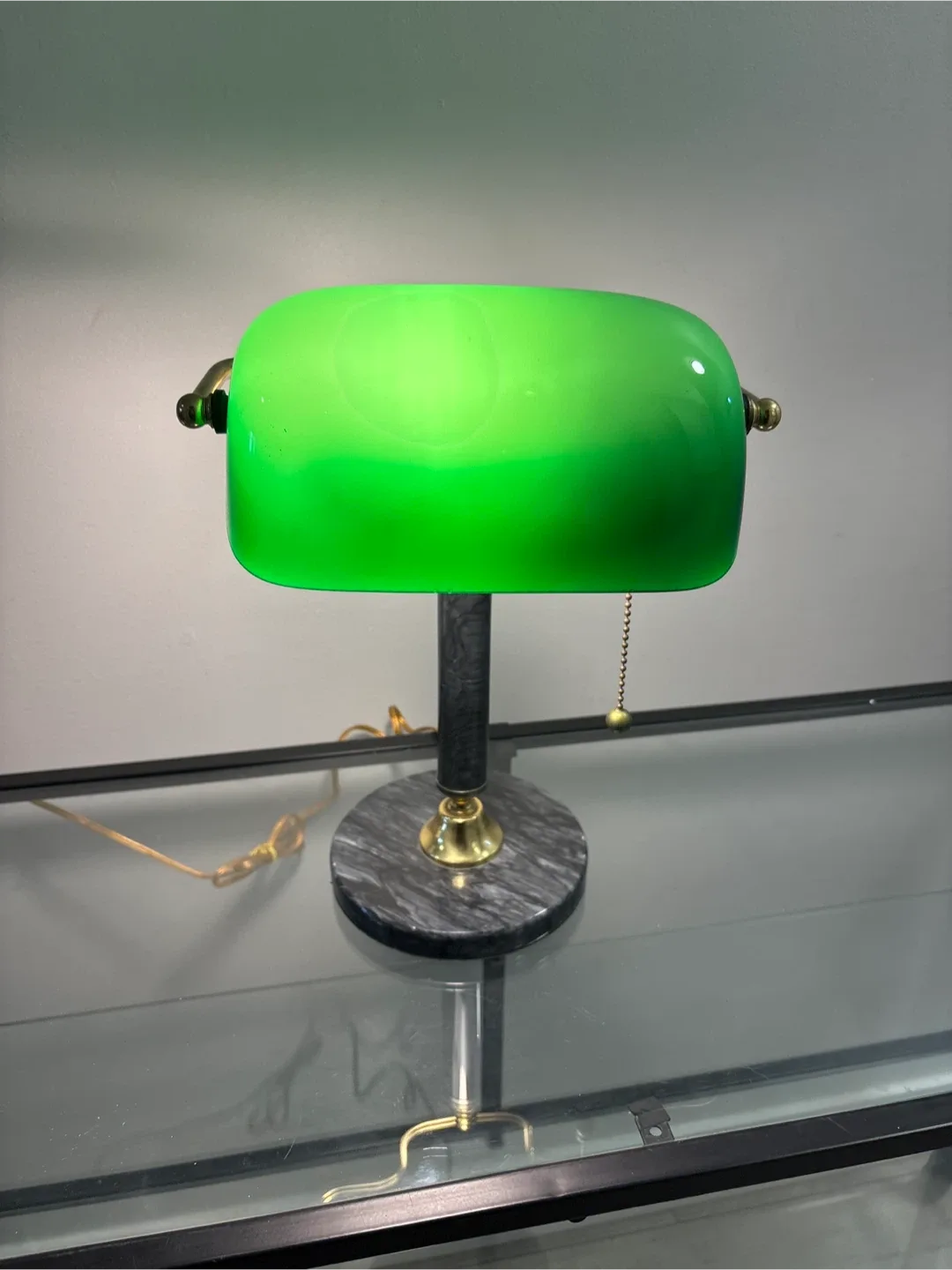 Vintage Green Banker's Lamp with Marble Base image indicator(7)