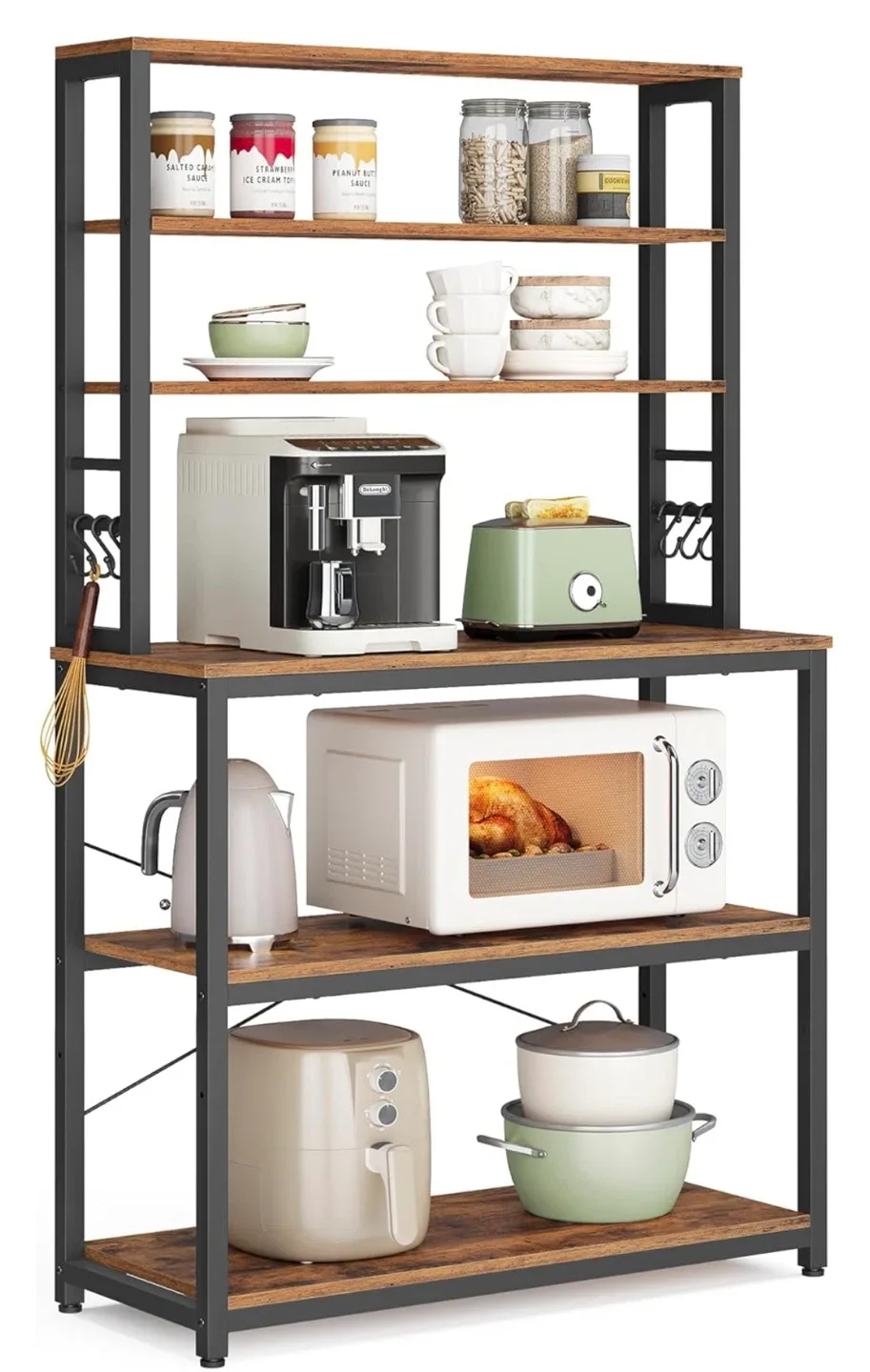 Rustic Brown Bakers Rack/Coffee Station – Excellent Condition