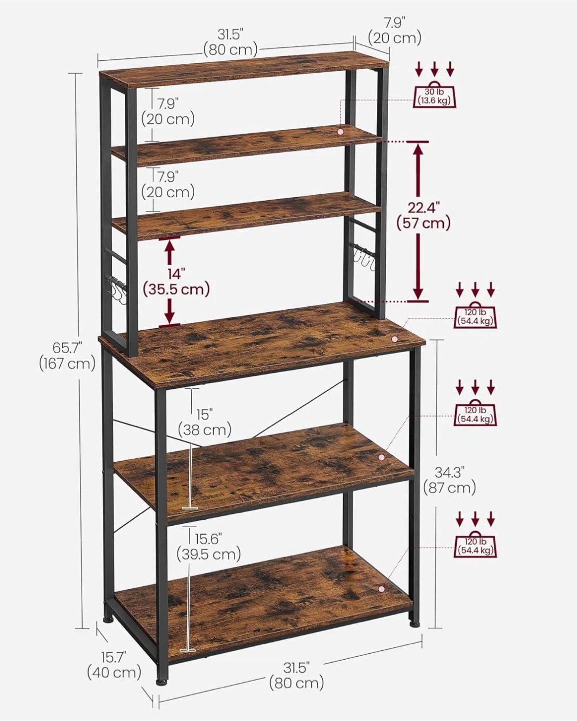Rustic Brown Bakers Rack/Coffee Station – Excellent Condition - photo 2