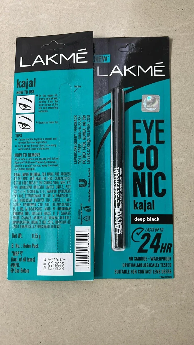 Lakme Eyeconic Kajal - Deep Black, New