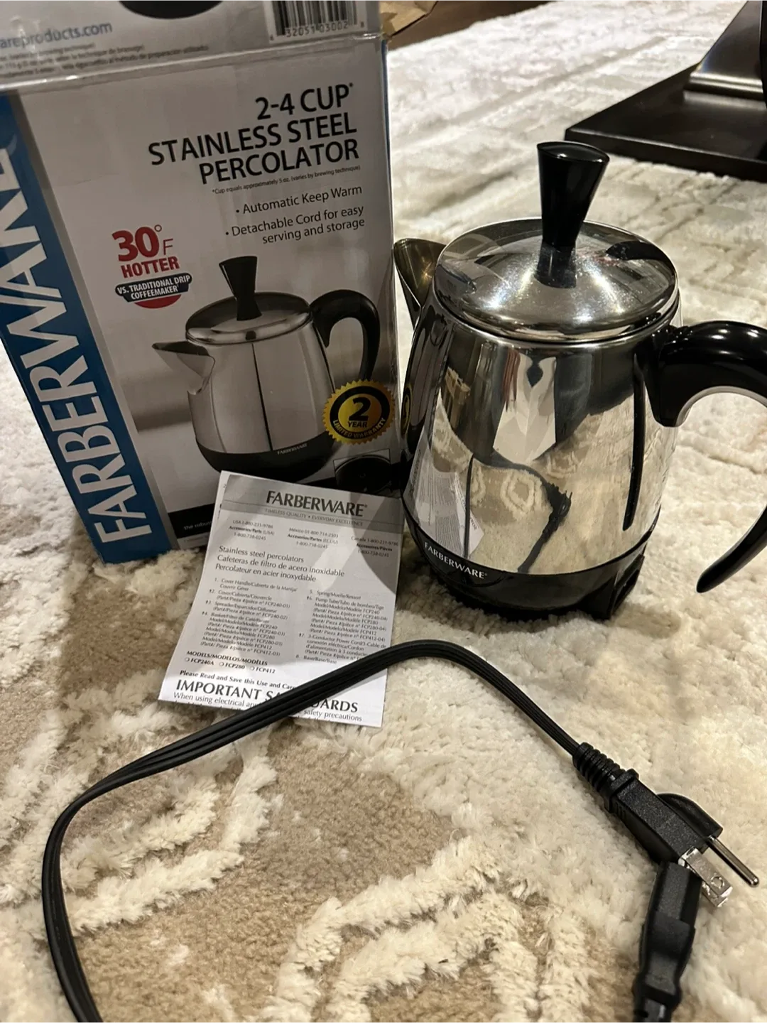 Farberware 2-4 Cup Stainless Steel Percolator - New! thumbnail