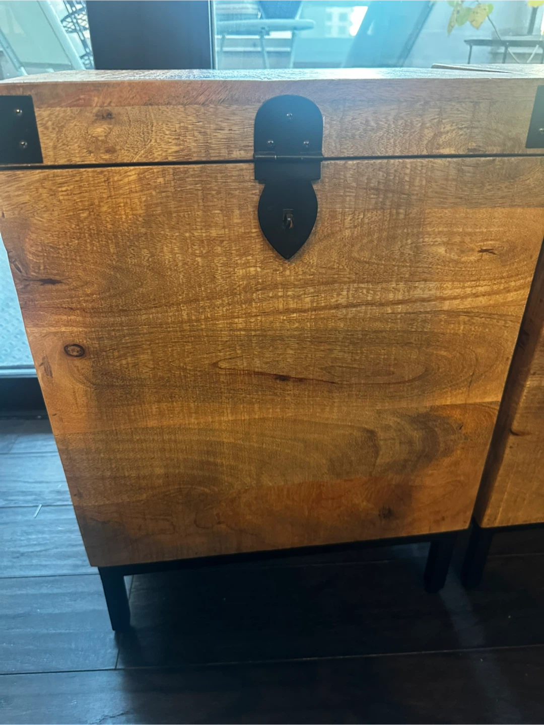 Wooden Storage Trunk Side Table