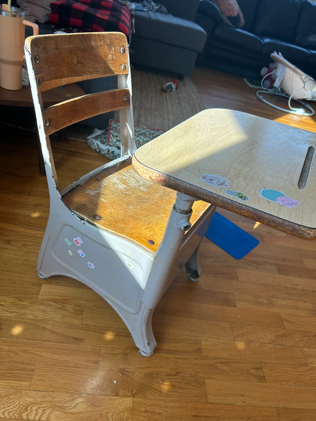 Vintage School Desk and Chair antique piece - photo 4