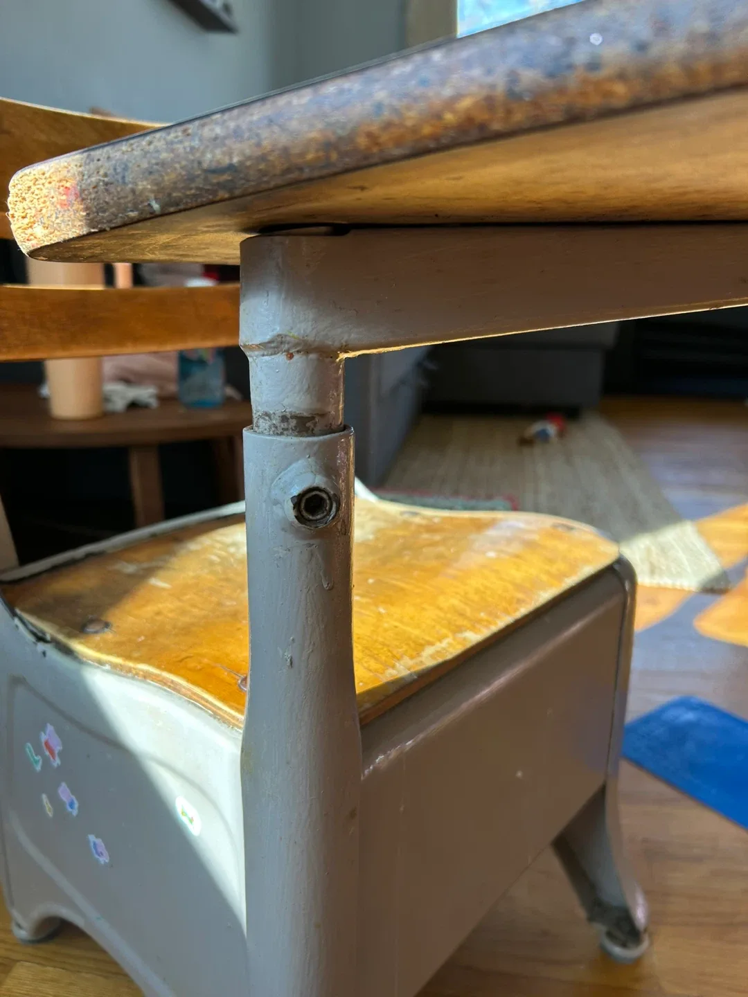 Vintage School Desk and Chair antique piece image indicator(6)