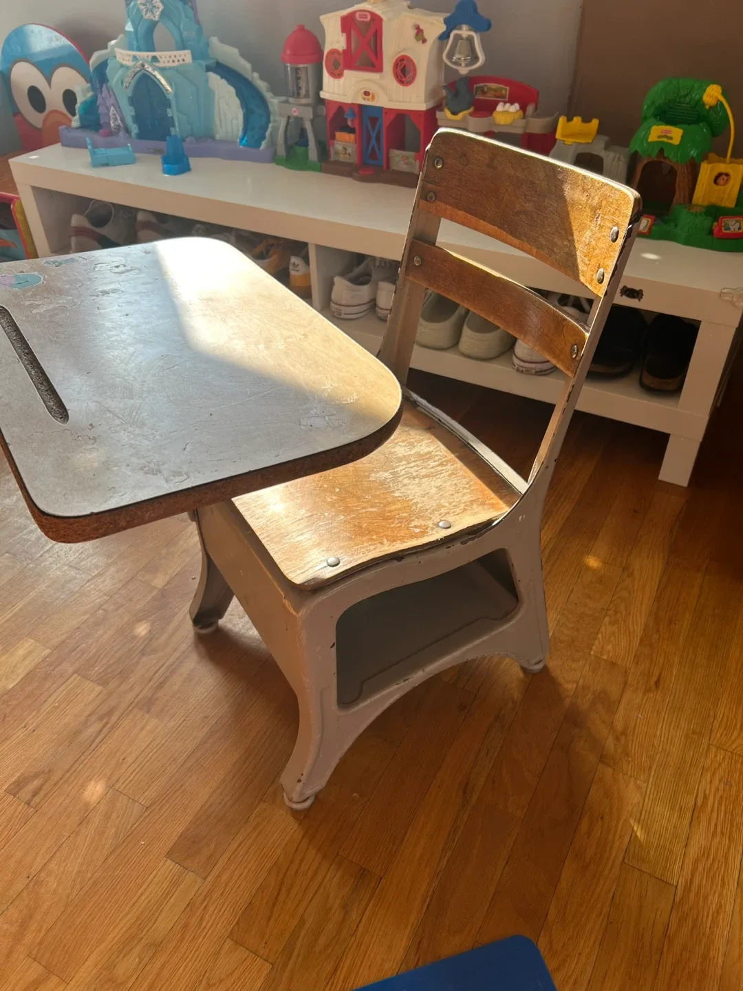 Vintage School Desk and Chair antique piece image indicator(3)