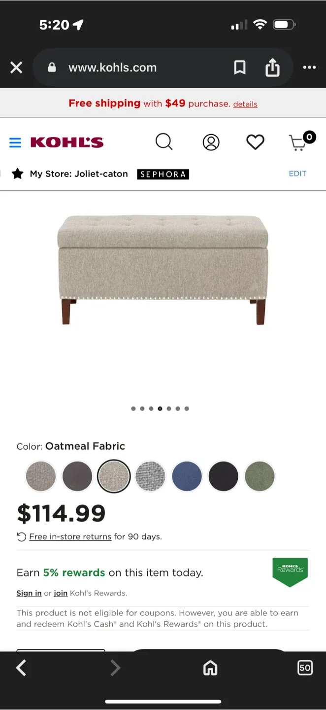 Storage Ottoman Bench - Oatmeal Fabric image indicator(3)