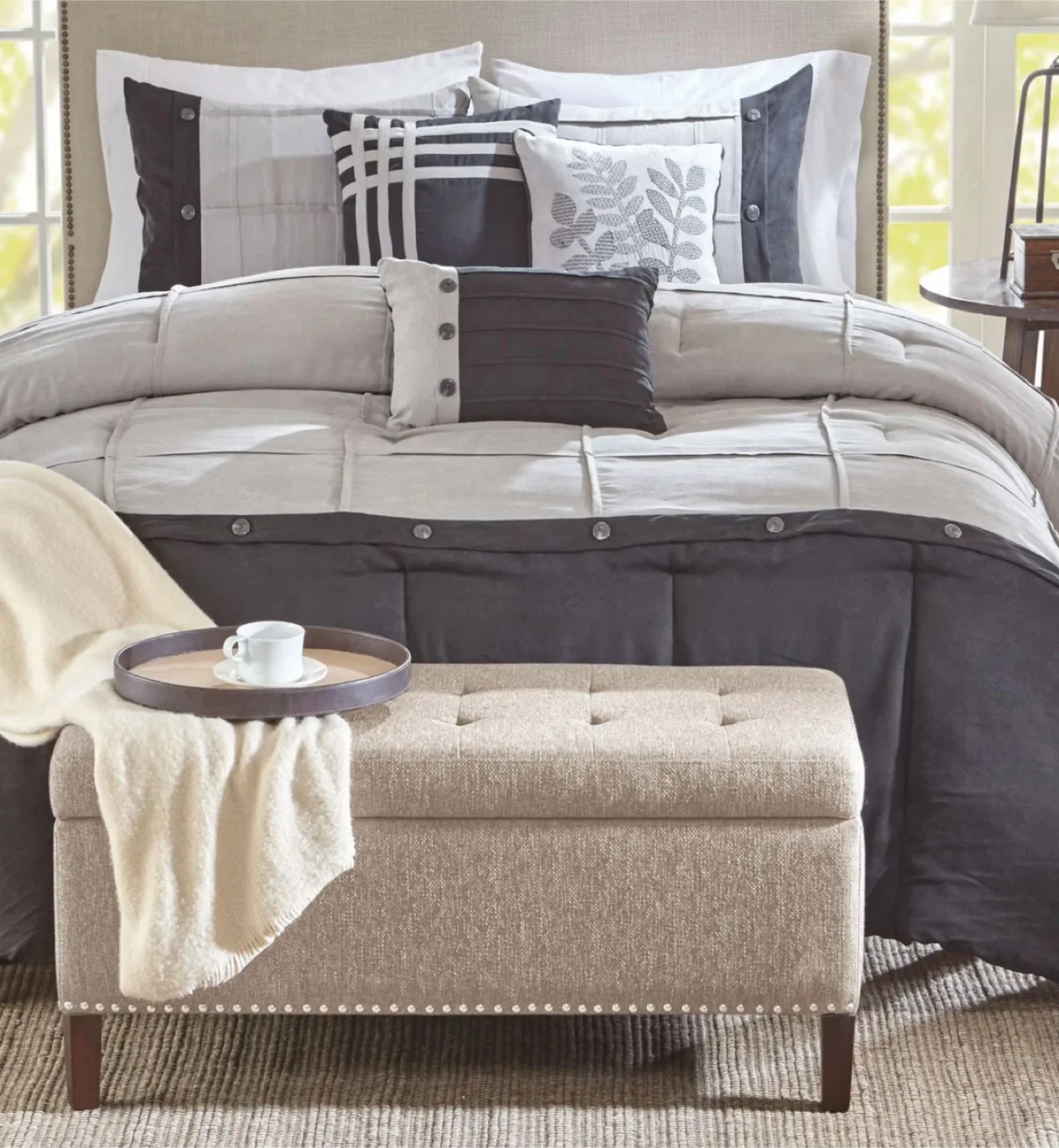 Storage Ottoman Bench - Oatmeal Fabric image indicator(4)