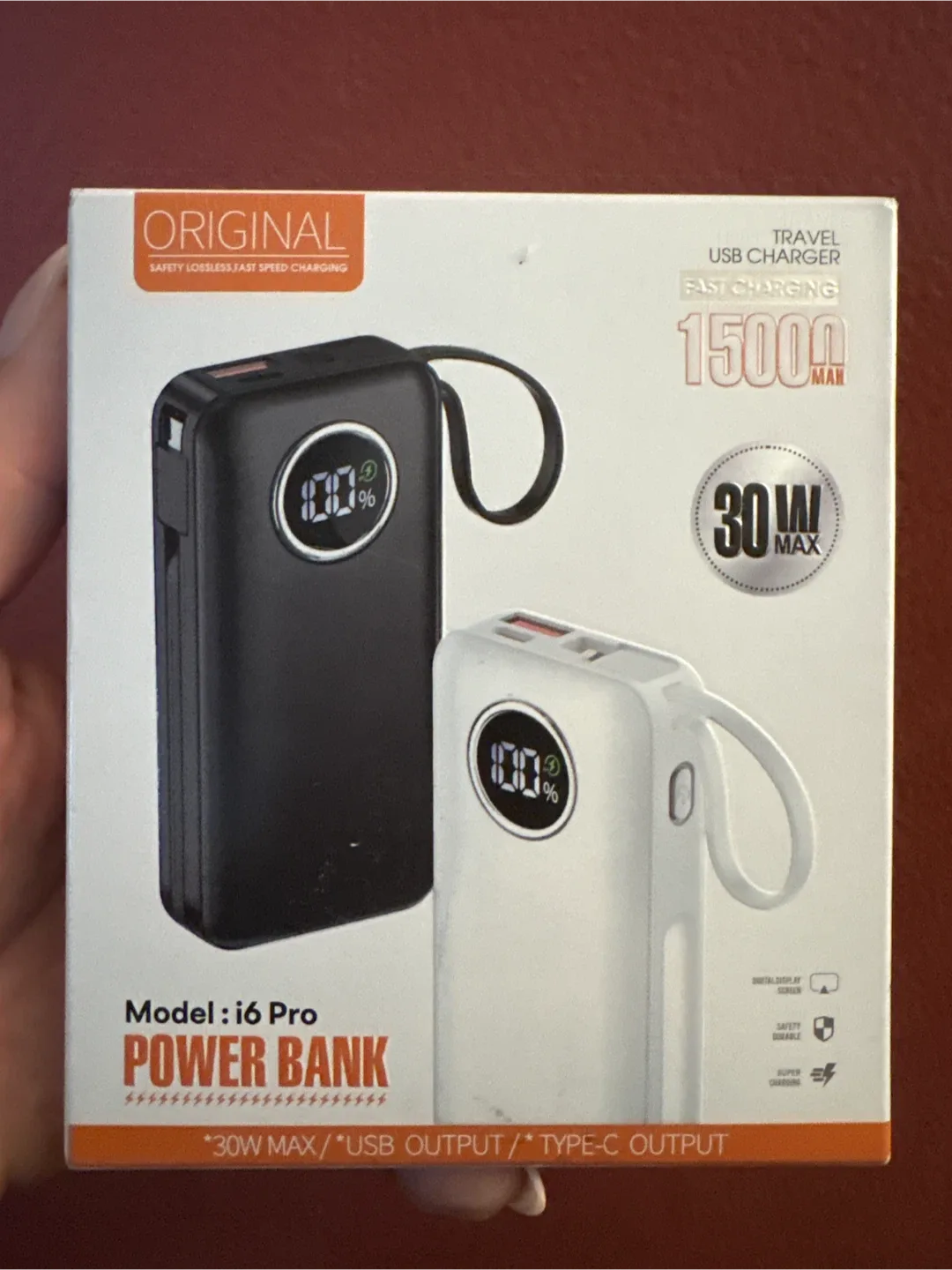 New i6 Pro 15000mAh Power Bank -Fast charger 🥕 image indicator(5)
