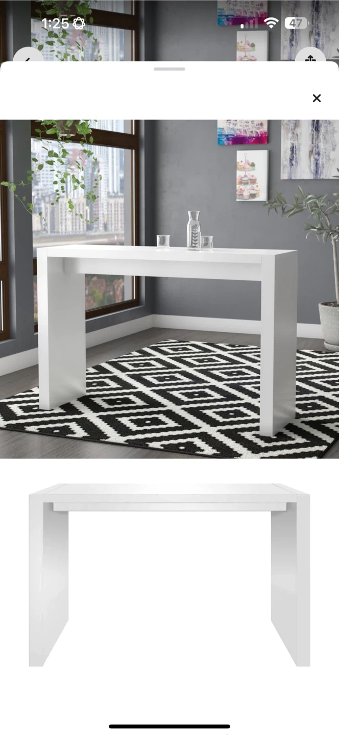 Aminia 40” Bar Height Dining Table – Sleek Modern White Finish - photo 2