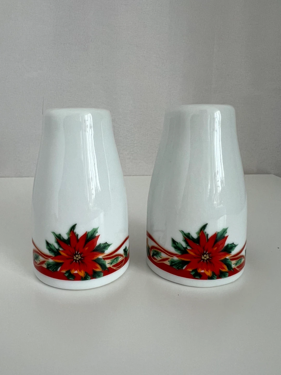 Poinsettia Fine Porcelain Salt & Pepper Shakers
