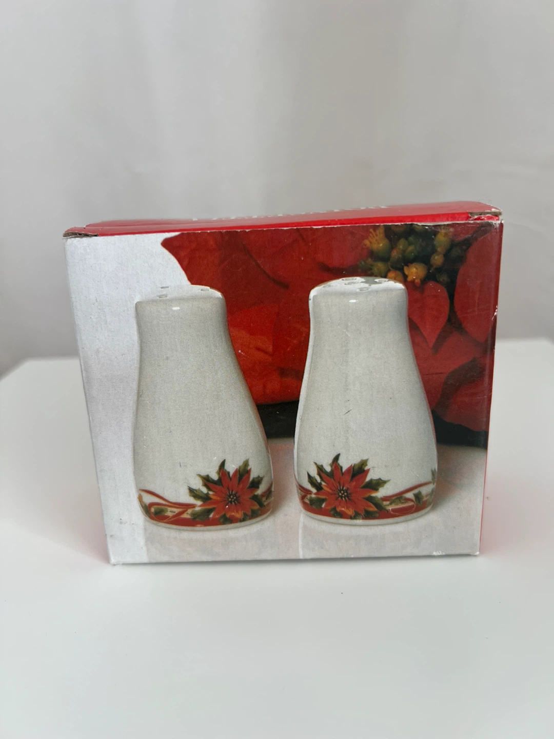 Poinsettia Fine Porcelain Salt & Pepper Shakers - photo 3
