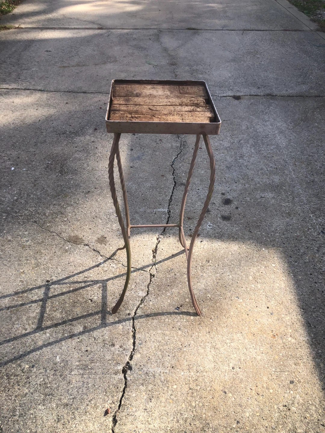Rustic Metal Plant Stand/Accent Table