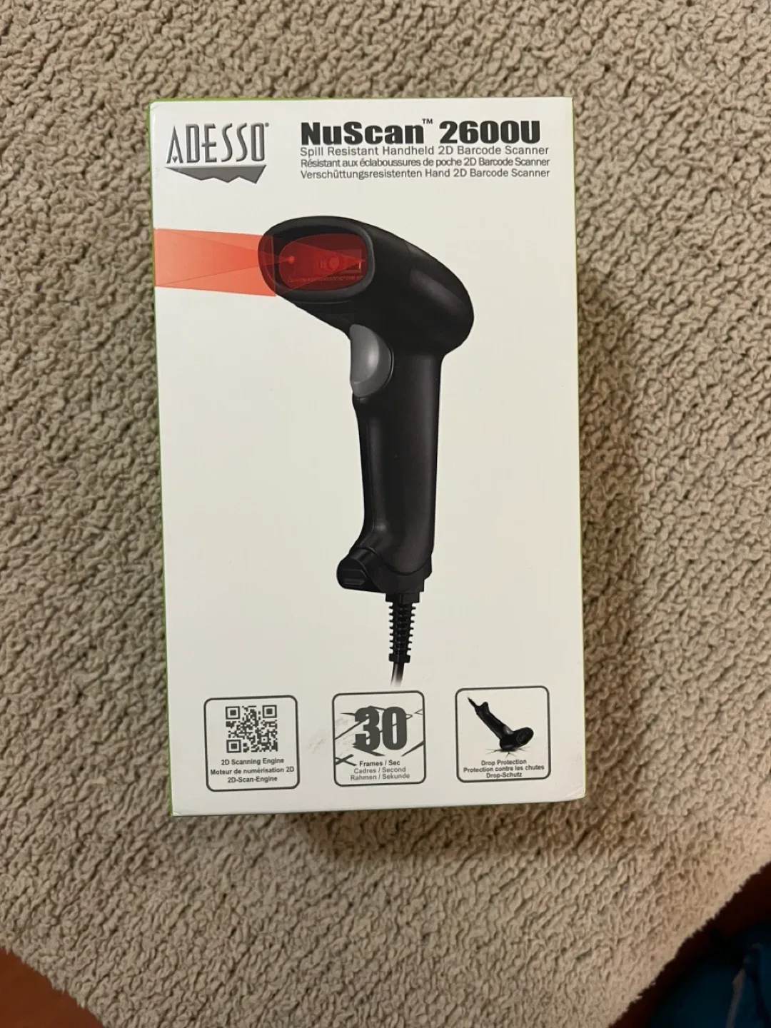 Adesso NuScan 2600U Barcode Scanner - New