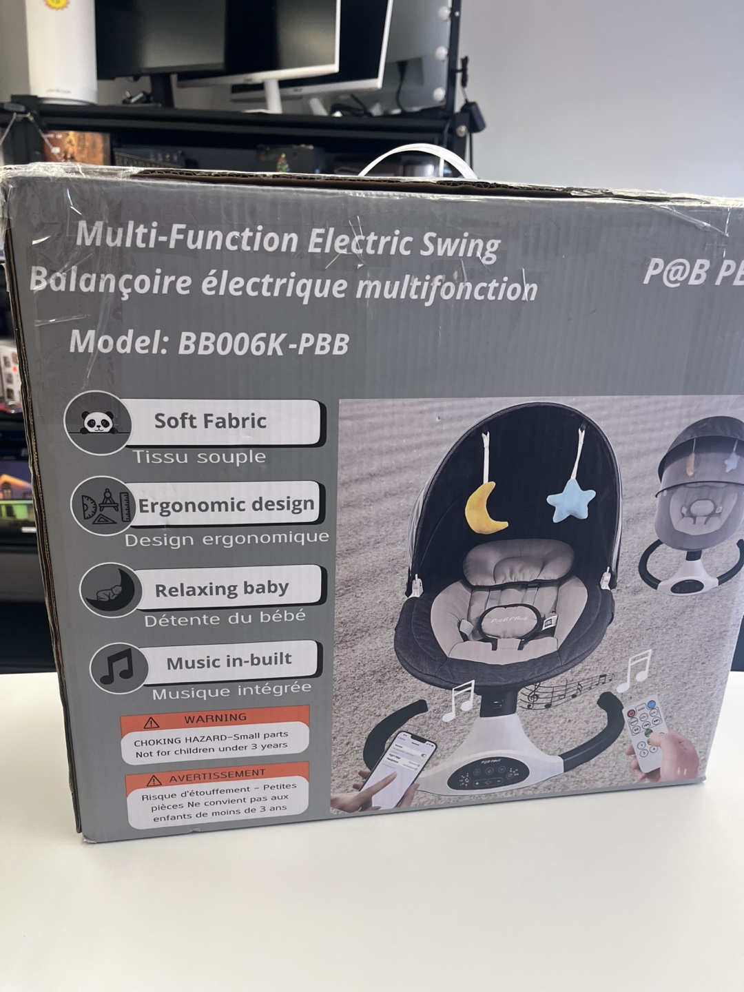 P@B PRell BB006K-PBB Multi-Function Electric Baby Swing - Black - photo 3