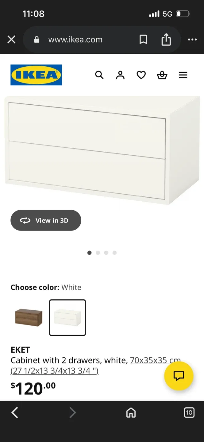 Refinished IKEA EKET White Cabinet with 2 Drawers image indicator(5)