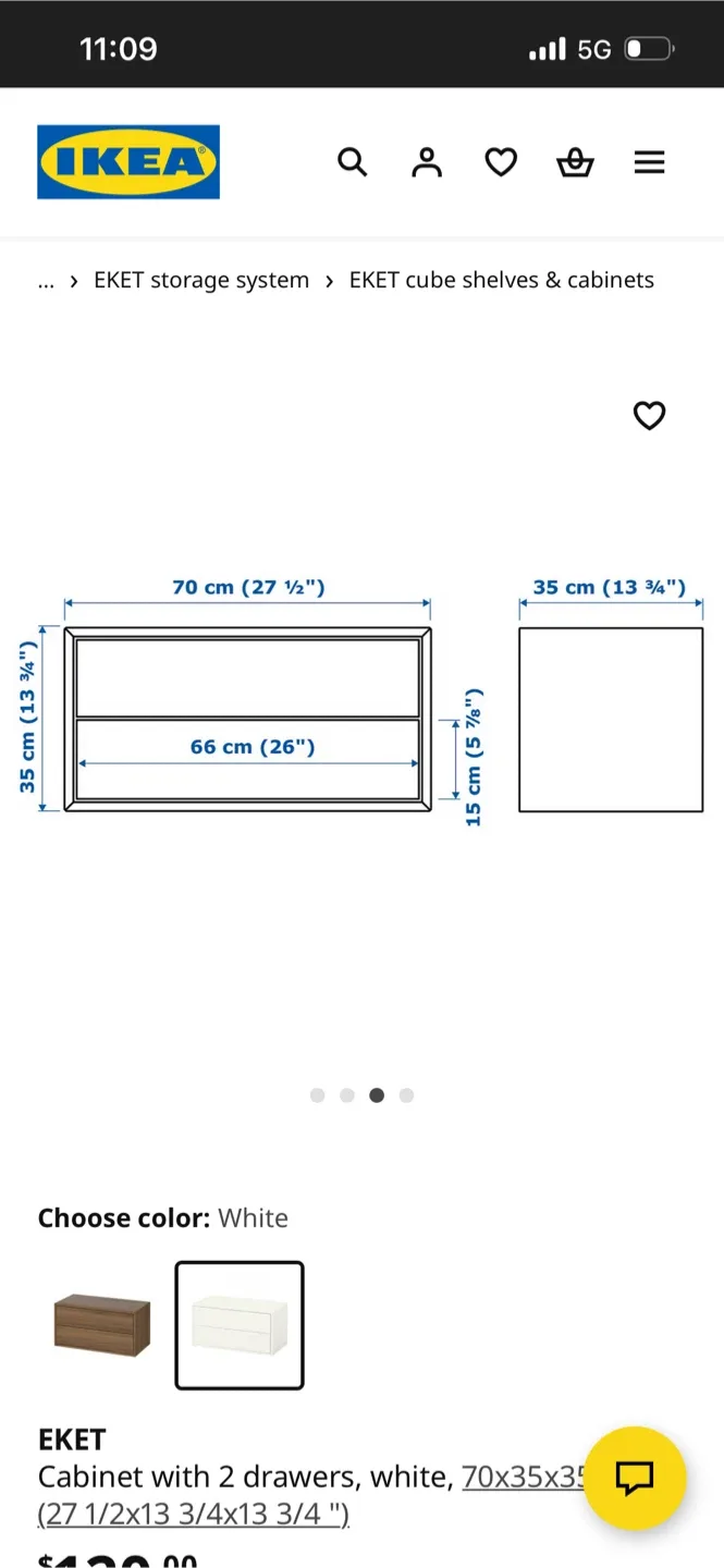 Refinished IKEA EKET White Cabinet with 2 Drawers image indicator(6)
