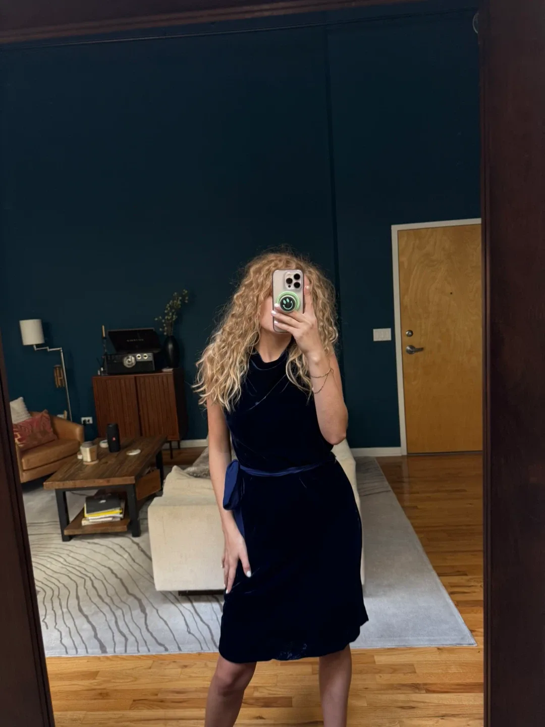 Velvet Navy Blue Dress image indicator(4)