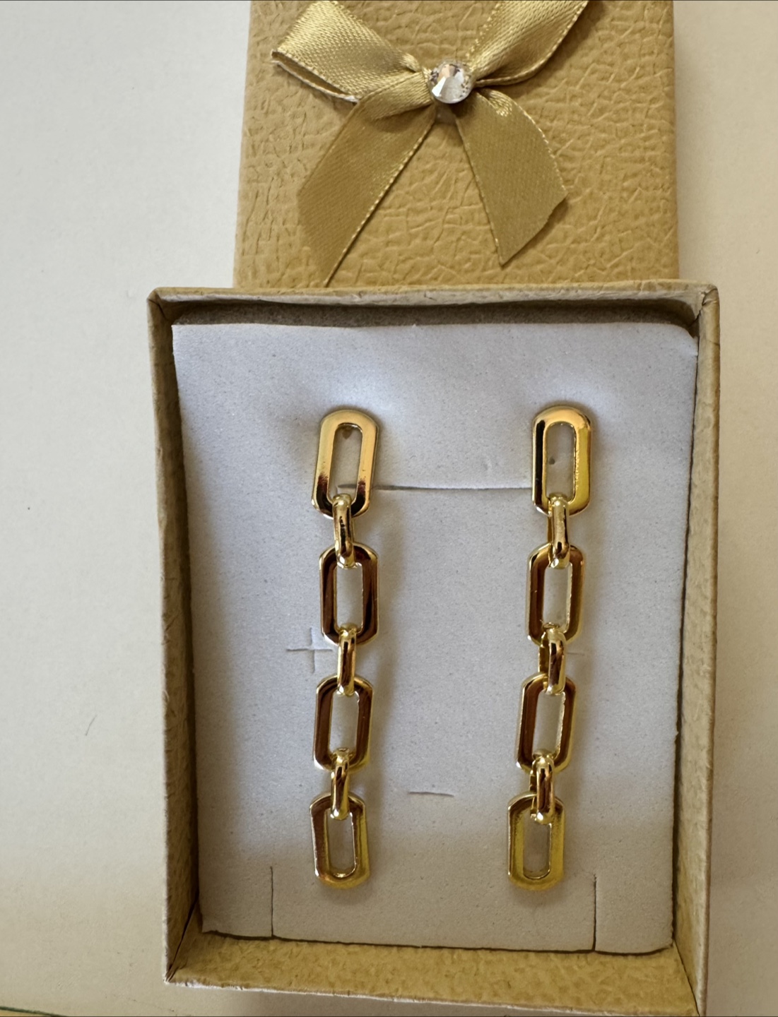 Gold Chain Drop Earrings 14K Plated New!! - photo 4