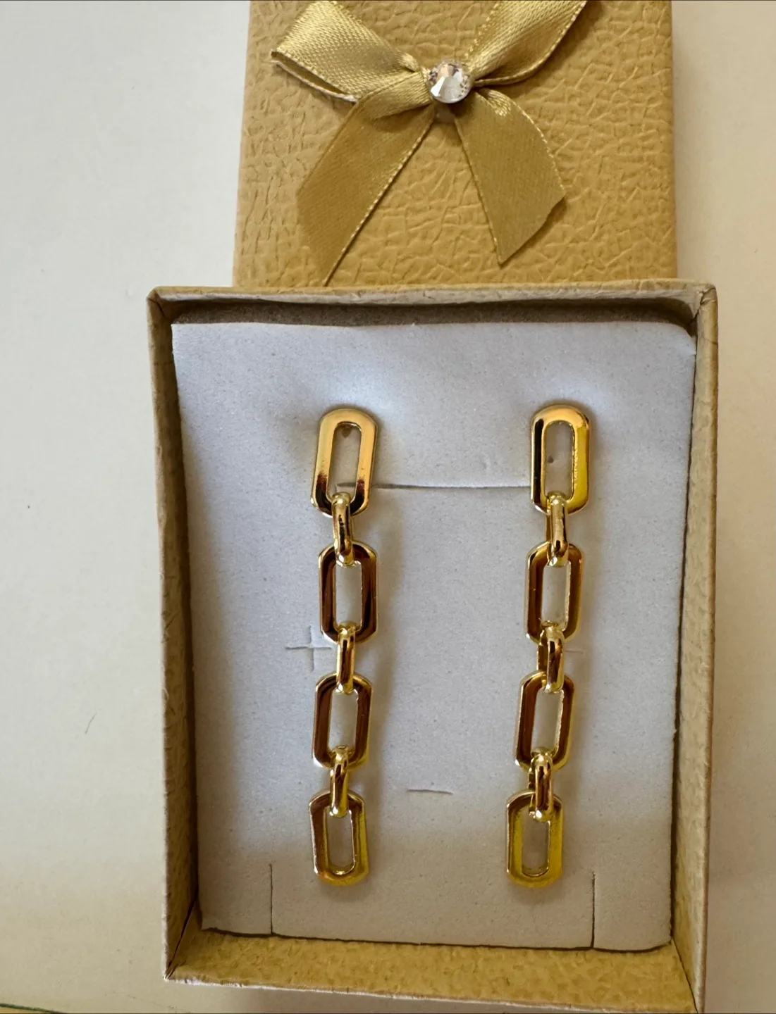 Gold Chain Drop Earrings 14K Plated New!! image indicator(4)