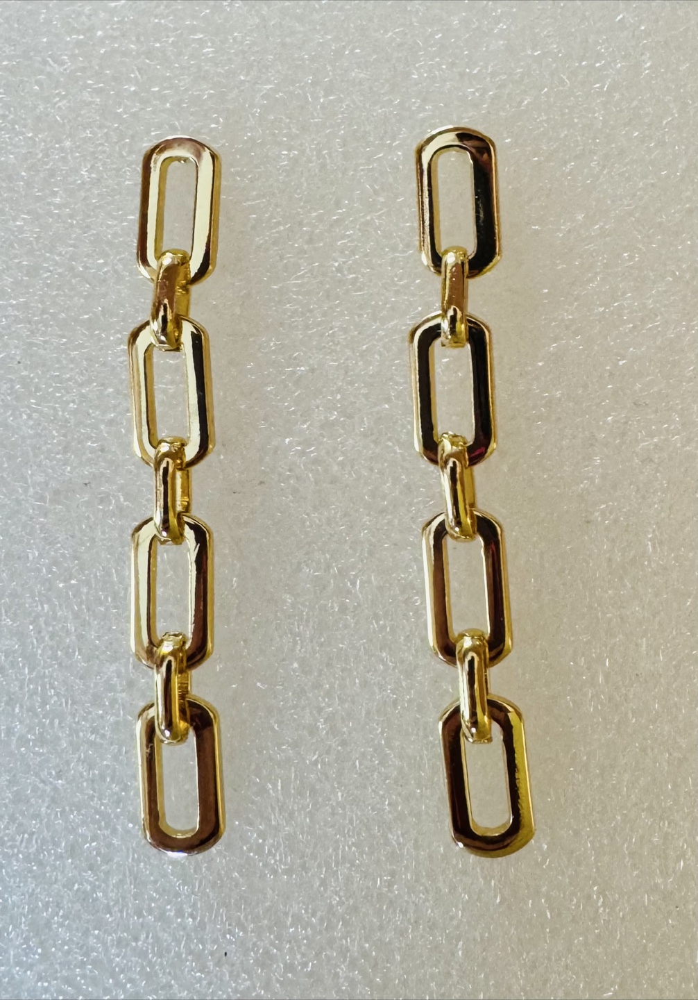 Gold Chain Drop Earrings 14K Plated New!! - photo 3