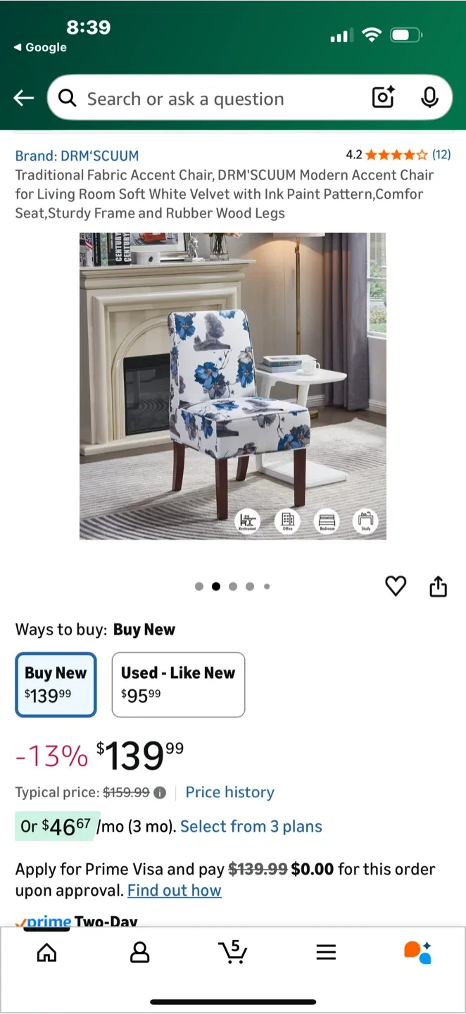 DRM'SCUUM Floral Accent Chair image indicator(5)