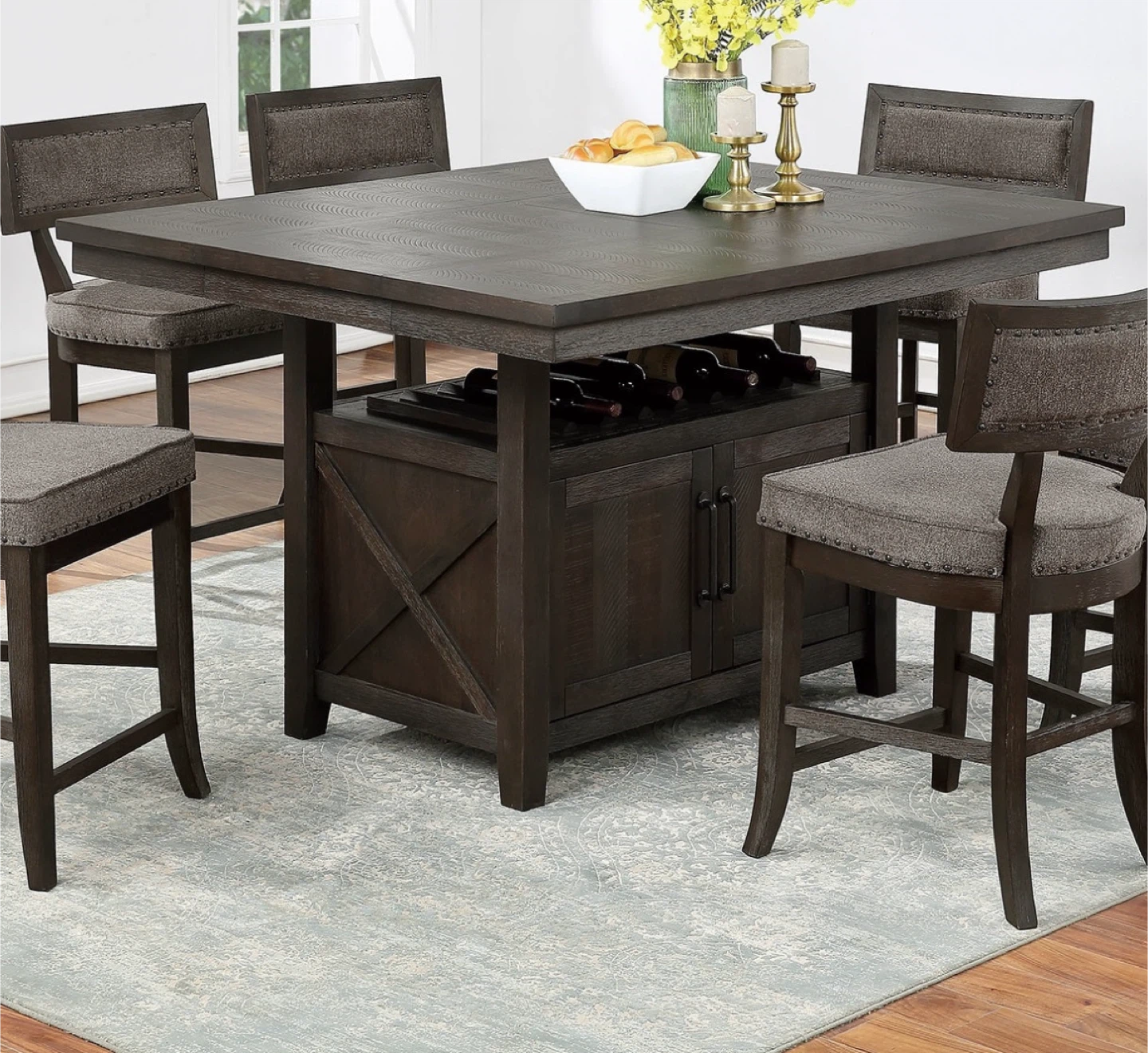 Dining room table & Chairs w/ wine rack & storage space - photo 2