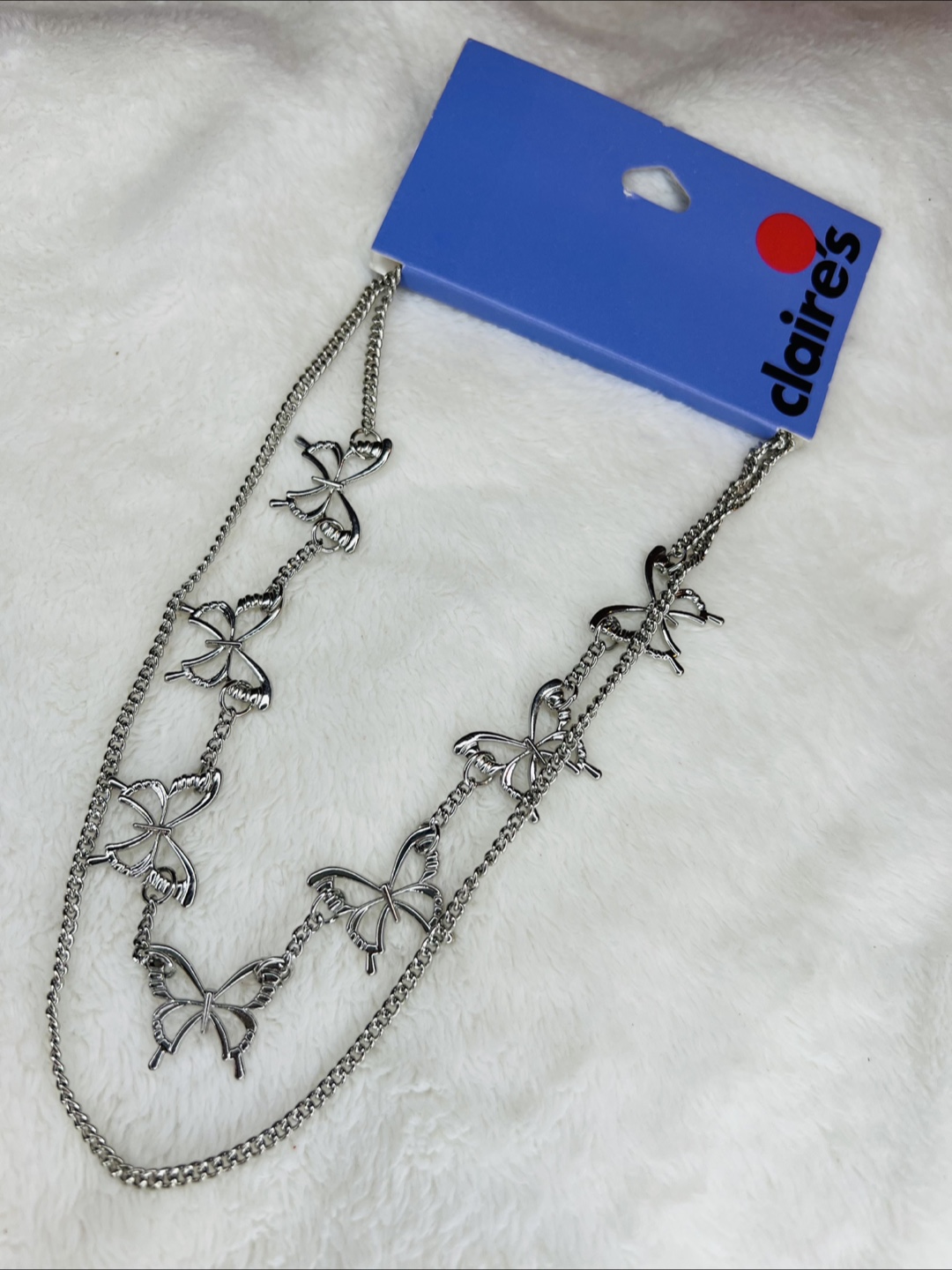 Claire's Butterfly Silver tone Chain Necklace