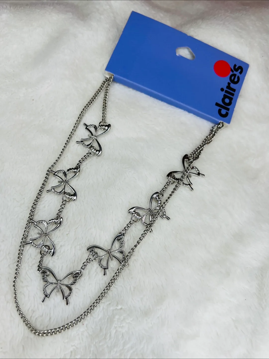 Claire's Butterfly Silver tone Chain Necklace