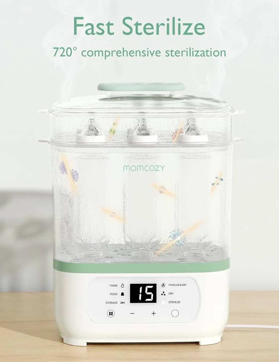 Momcozy Bottle Sterilizer and Dryer, 8-in-1 Electric Steam image indicator(2)