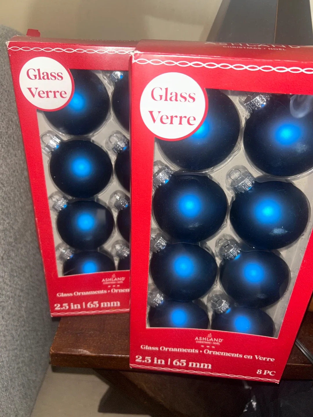 🥕 Ashland Glass Christmas Ornaments, Blue, 8 pc thumbnail