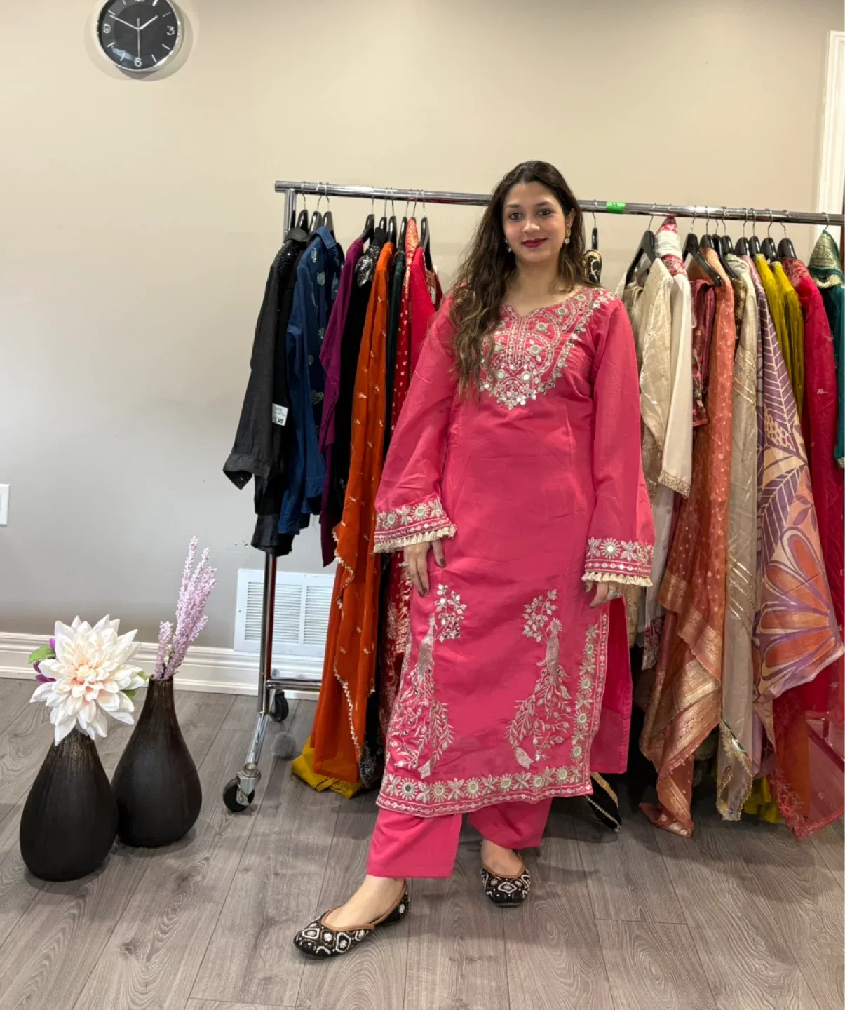 Pink Embroidered Salwar Kameez Suit image indicator(2)