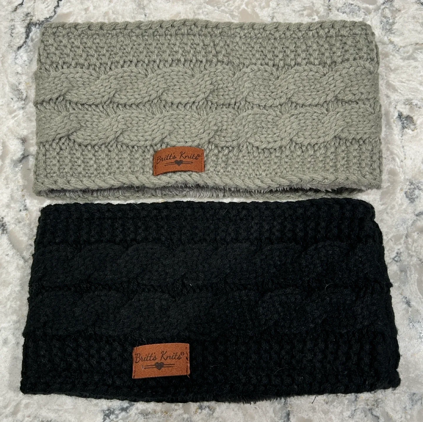 Black and Grey Cable Knit Cozy Headband ($10 each)