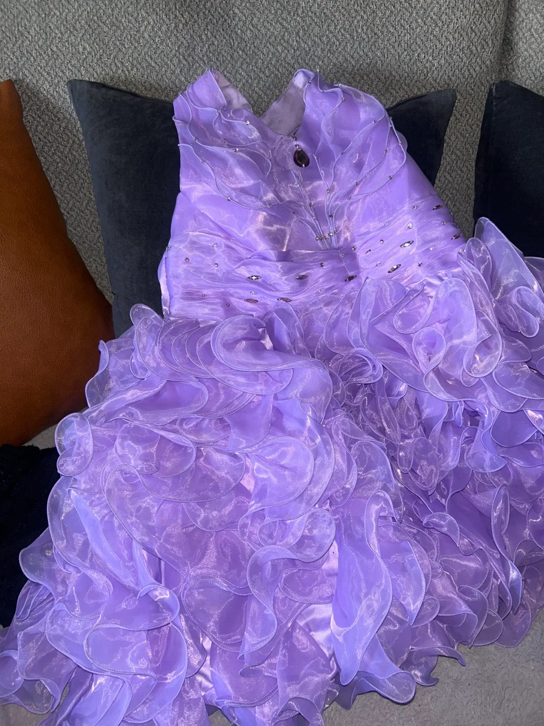 Purple Ruffled Party Dress image indicator(2)