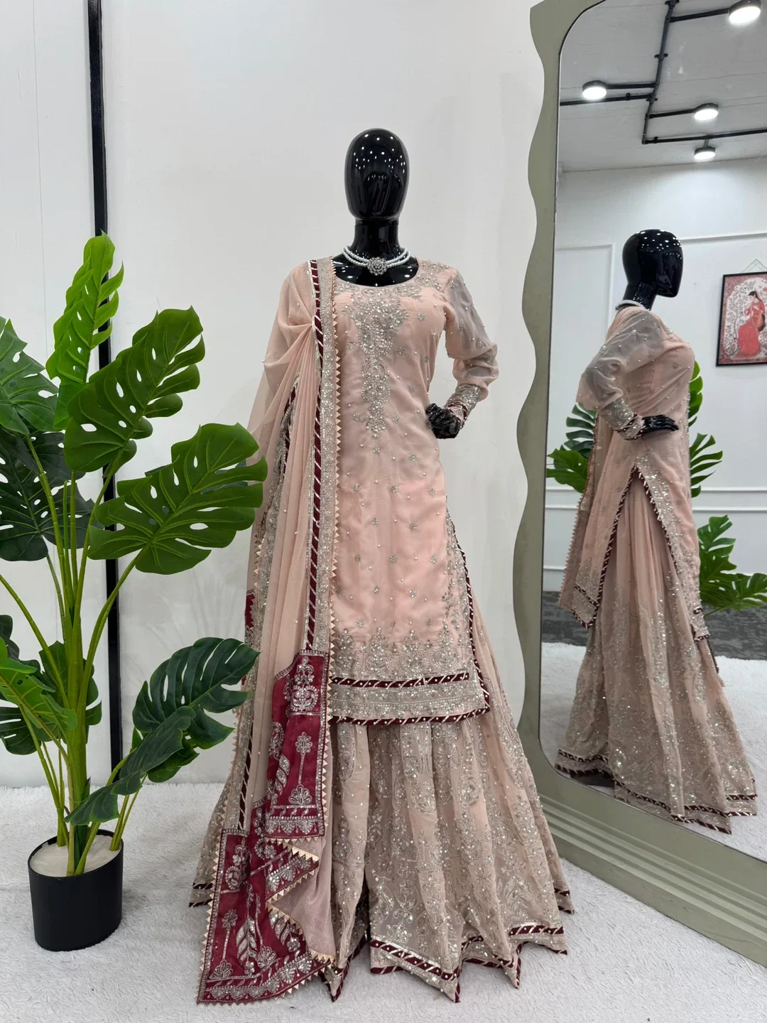 Beautiful Peach color Gharara Suit for wedding functions