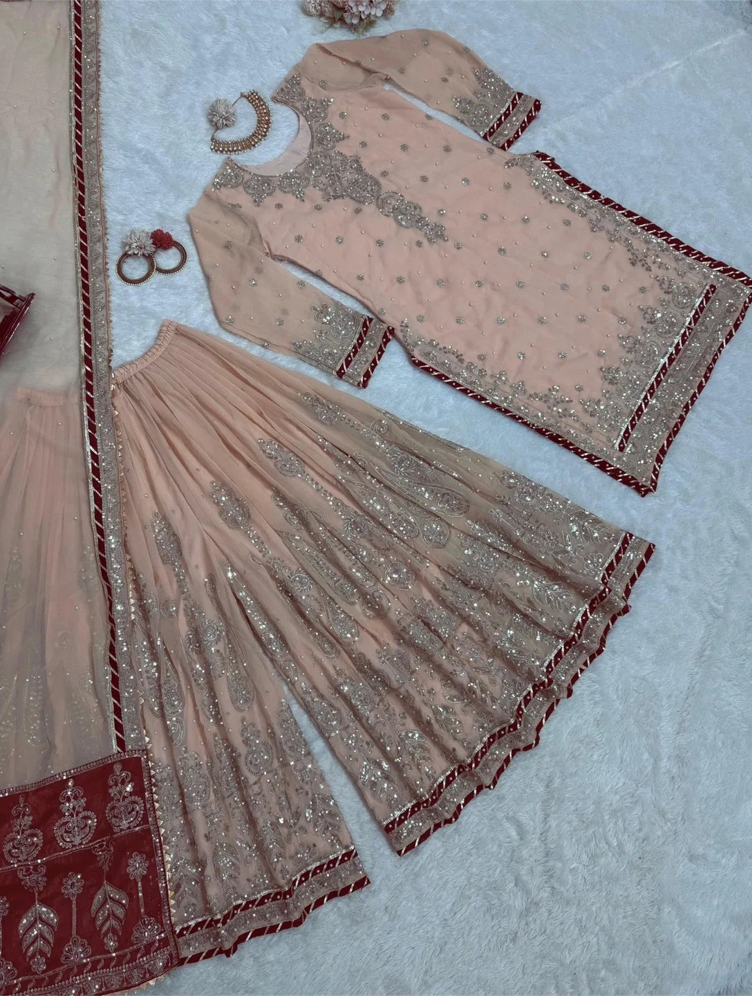Beautiful Peach color Gharara Suit for wedding functions image indicator(5)