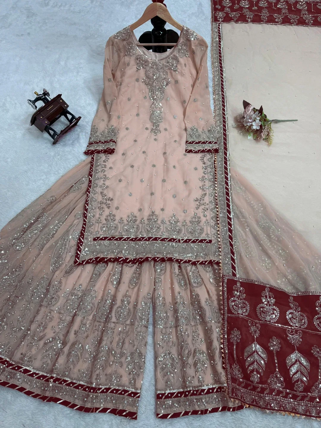 Beautiful Peach color Gharara Suit for wedding functions image indicator(2)